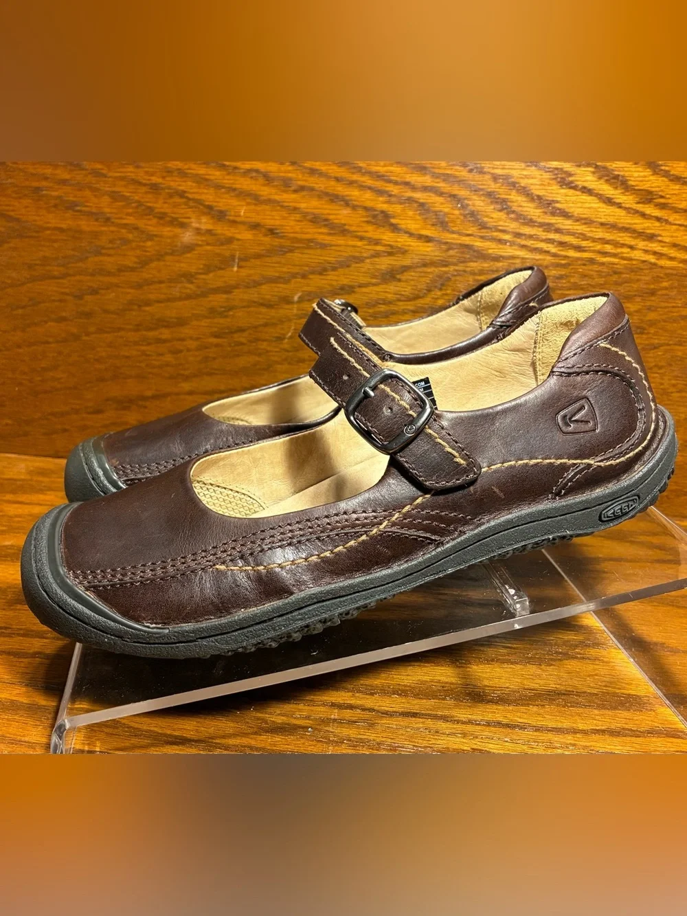 Keen Mary Jane Comfort Shoes Brown Leather Size 7
